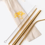 Reusable Gold Stainless Steel Drinking Straw Set